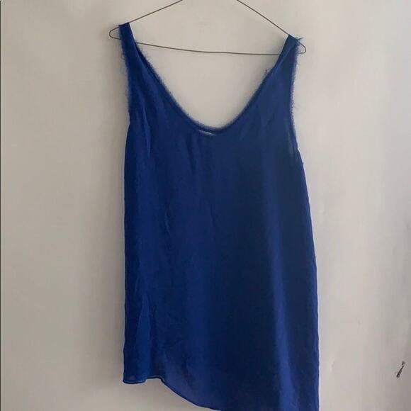 HELMUT LANG RAW END SLEEVE BLUE TOP‎ Size L - Picture 1 of 9